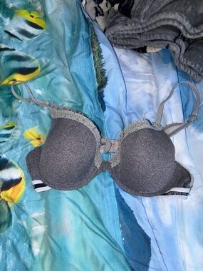 Tommy Hilfiger Convertible Lace-Trim Push Up Bra, Gray